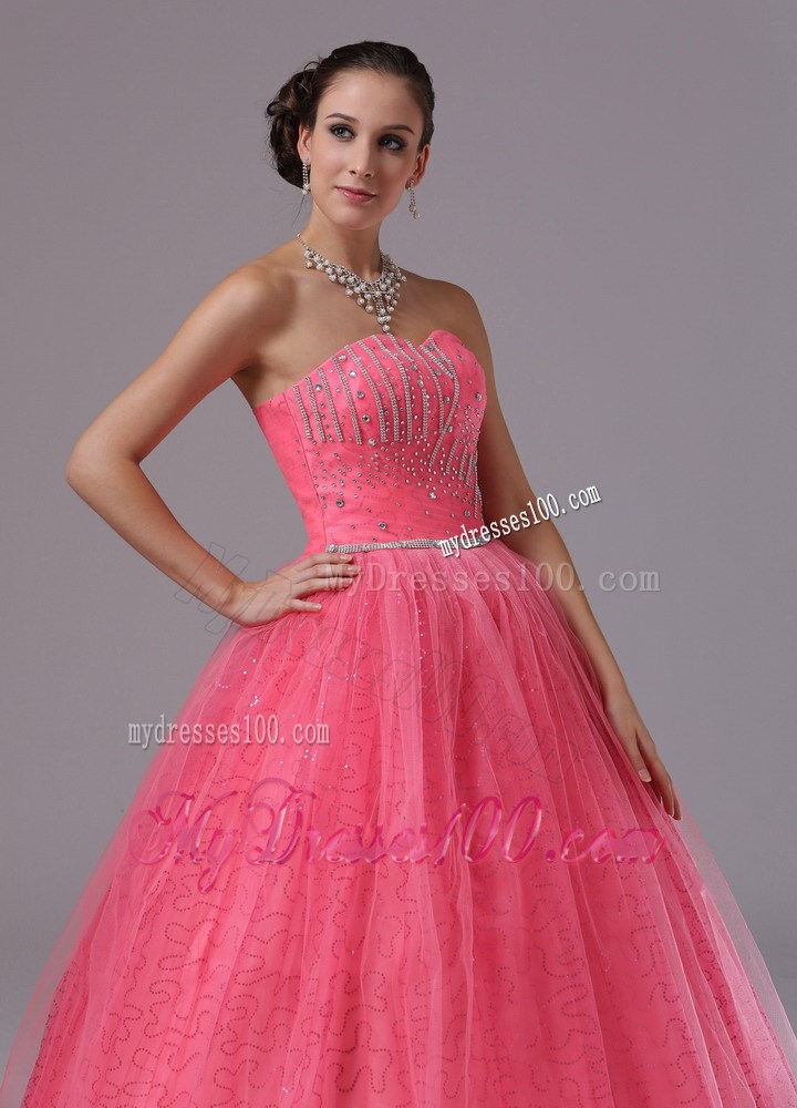 Coral Red Evening Dress With Beaded Decorate Bust For 2013
