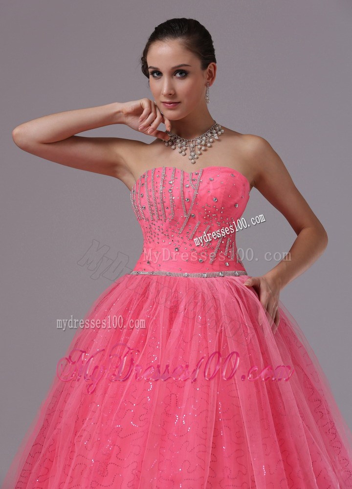 Coral Red Evening Dress With Beaded Decorate Bust For 2013