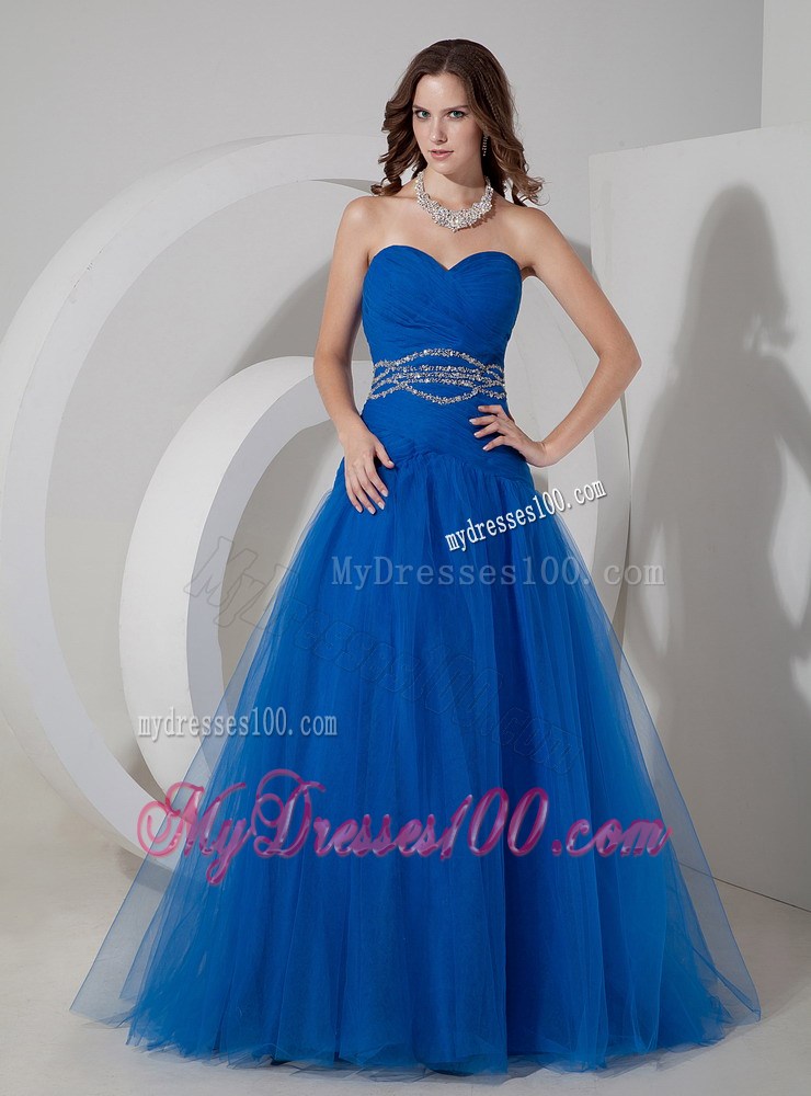 Sweet Blue Sweetheart Prom Evening Dress Beading