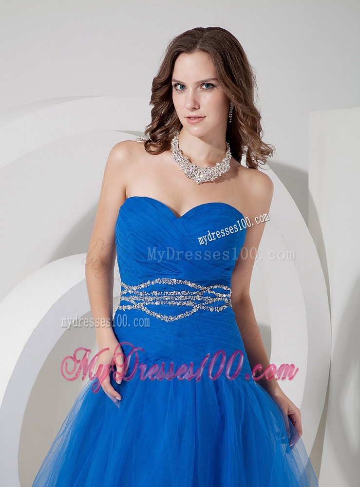 Sweet Blue Sweetheart Prom Evening Dress Beading
