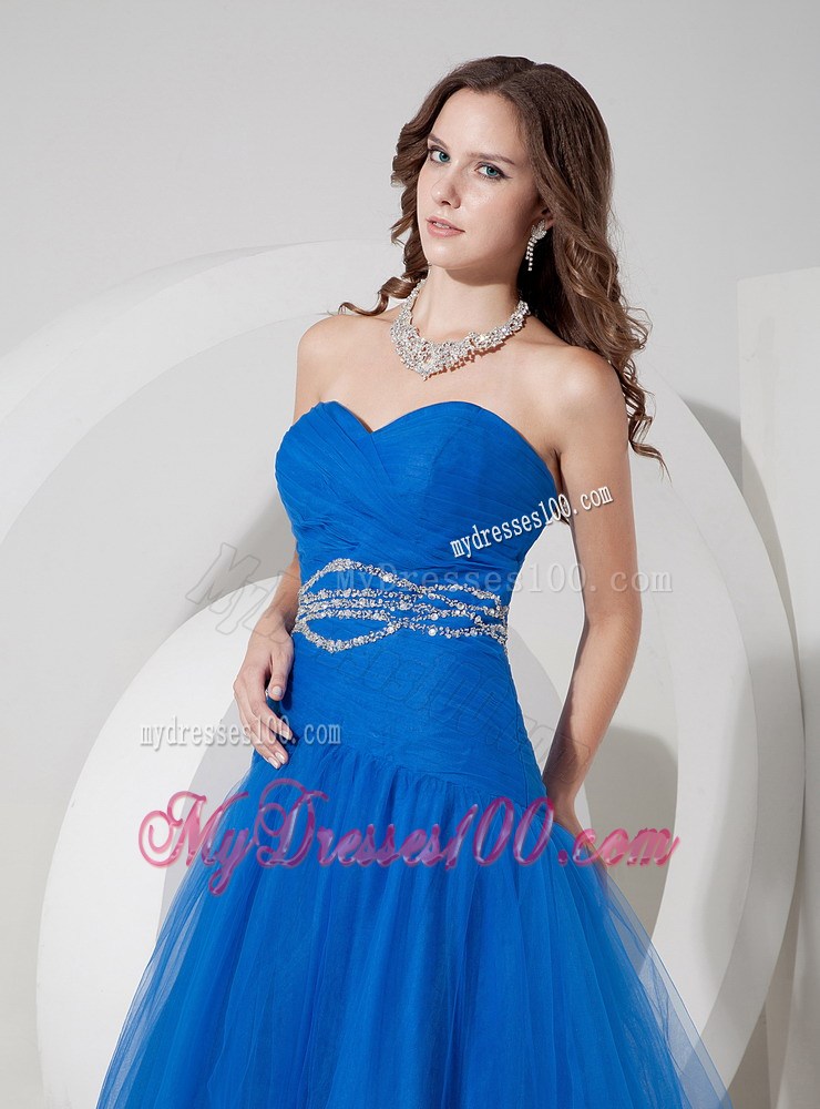 Sweet Blue Sweetheart Prom Evening Dress Beading