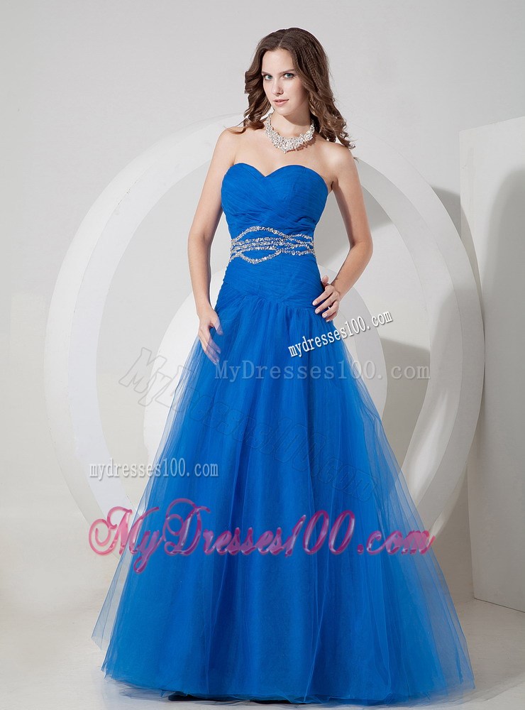 Sweet Blue Sweetheart Prom Evening Dress Beading