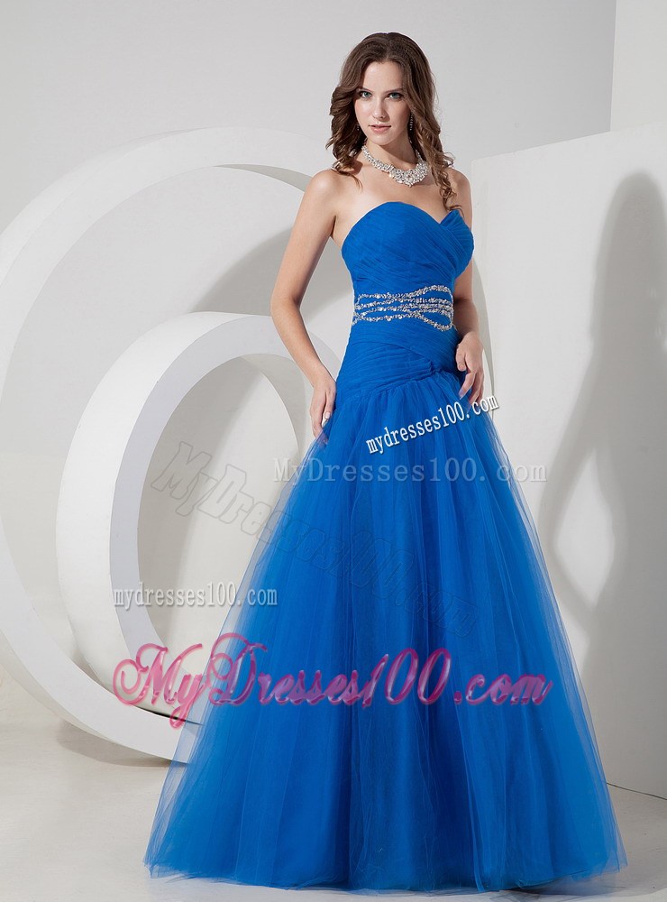 Sweet Blue Sweetheart Prom Evening Dress Beading