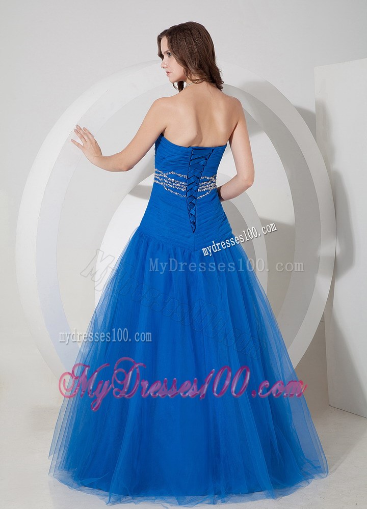 Sweet Blue Sweetheart Prom Evening Dress Beading