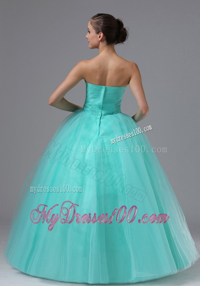 Apple Green Appliques and Hand Made Flowers Evening Dress