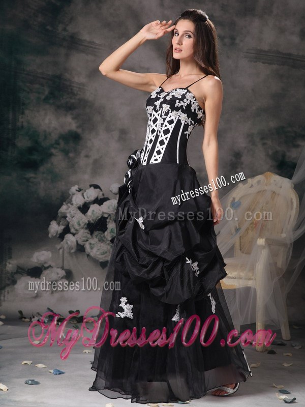 Black Sweetheart Applique Custom Made Evening Dress