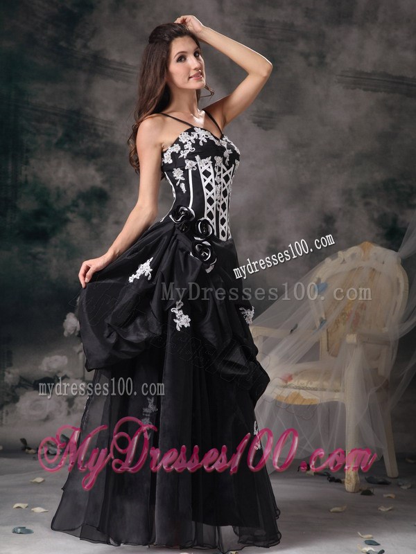 Black Sweetheart Applique Custom Made Evening Dress