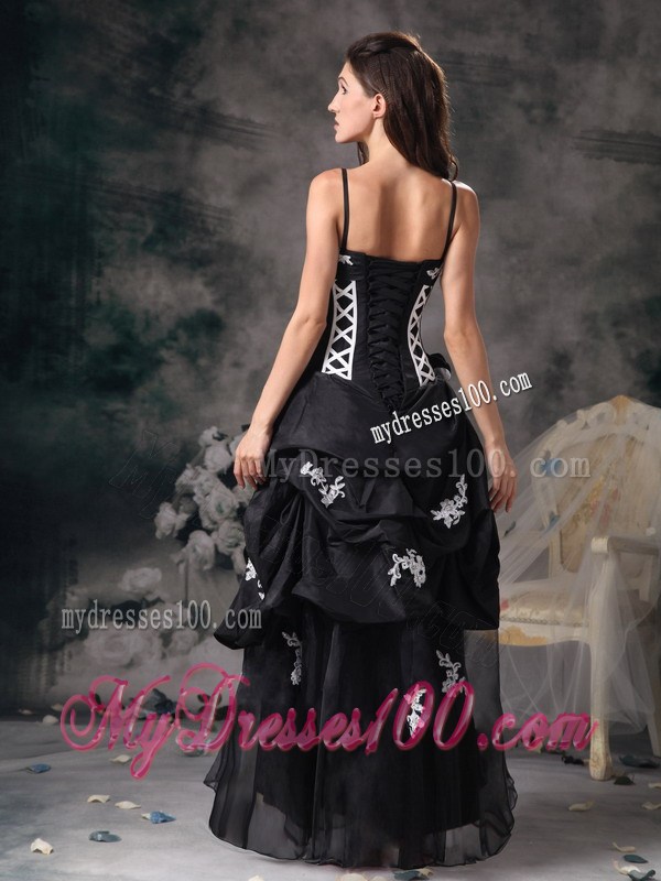 Black Sweetheart Applique Custom Made Evening Dress