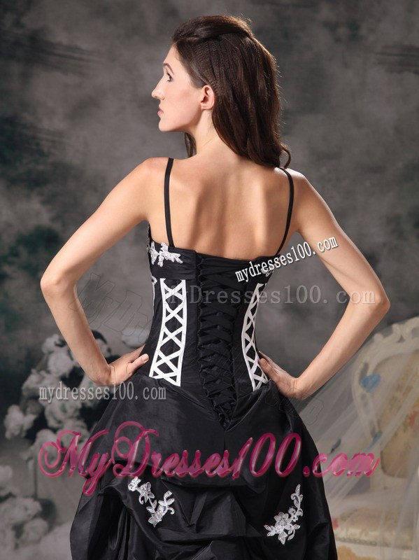 Black Sweetheart Applique Custom Made Evening Dress