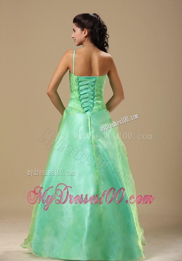 Cheap Apple Green Hand Flowers and Ruched Evening Dress