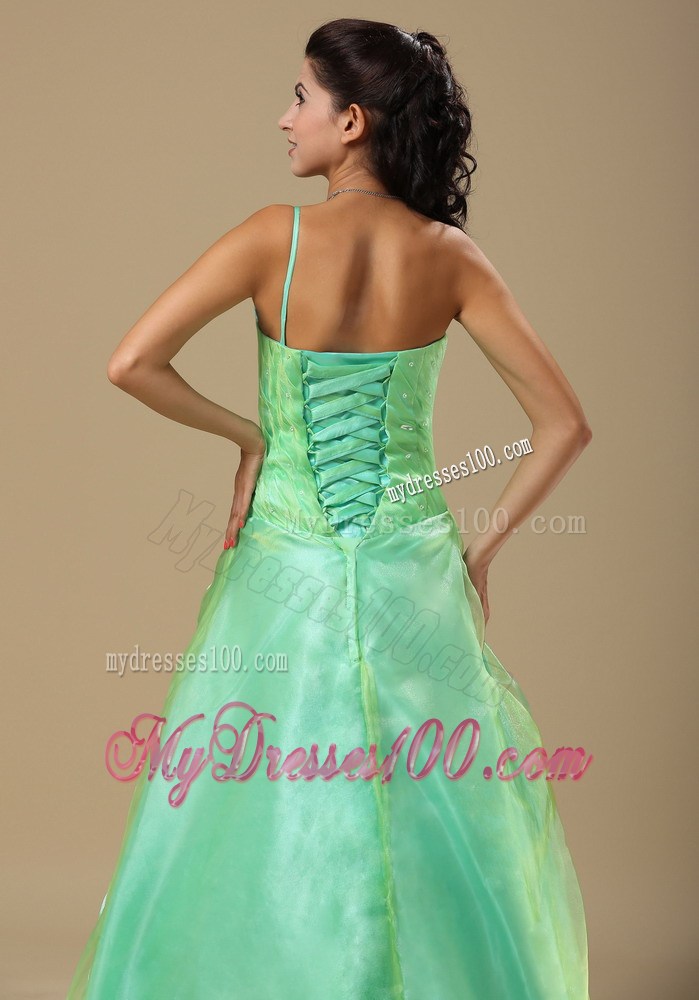 Cheap Apple Green Hand Flowers and Ruched Evening Dress