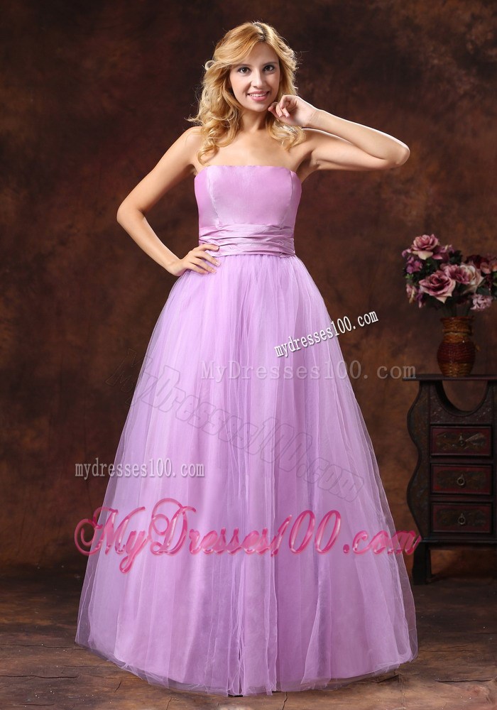 2013 Strapless Neckline Lavender Princess Evening Dress