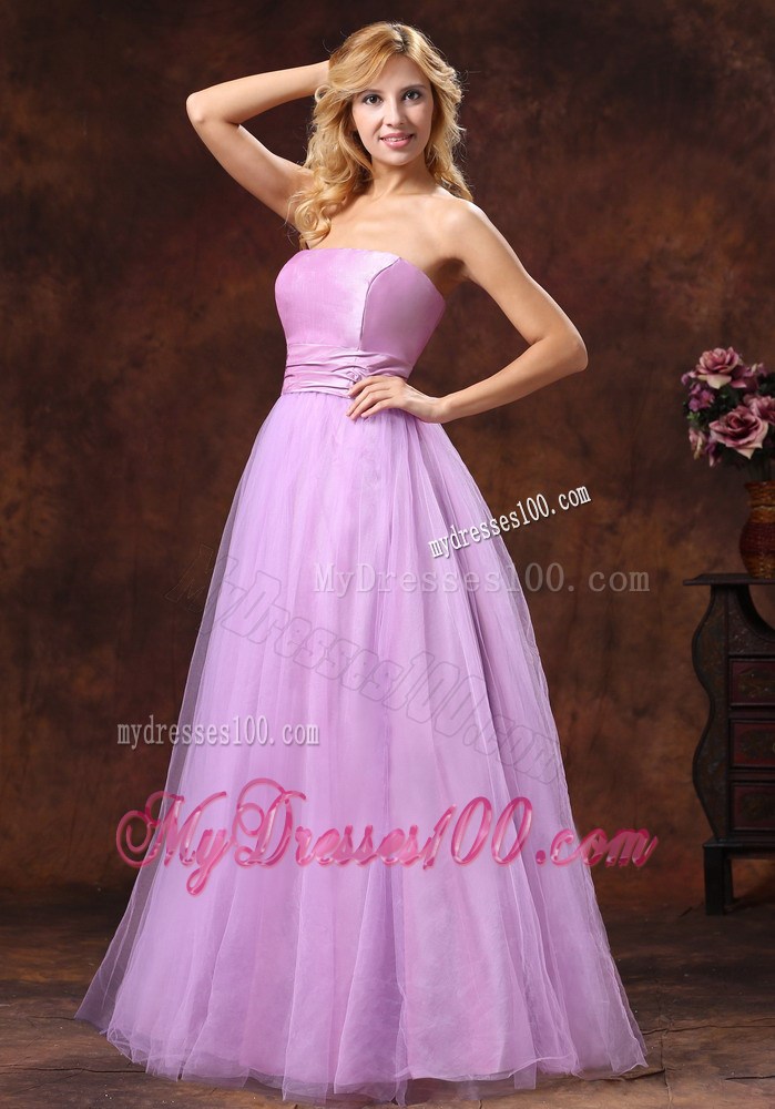 2013 Strapless Neckline Lavender Princess Evening Dress