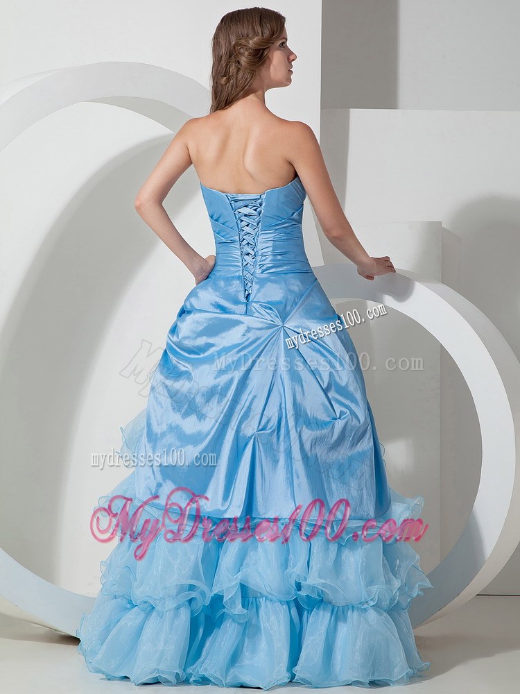 Layered Strapless Hand Made Flowers Evening Dress
