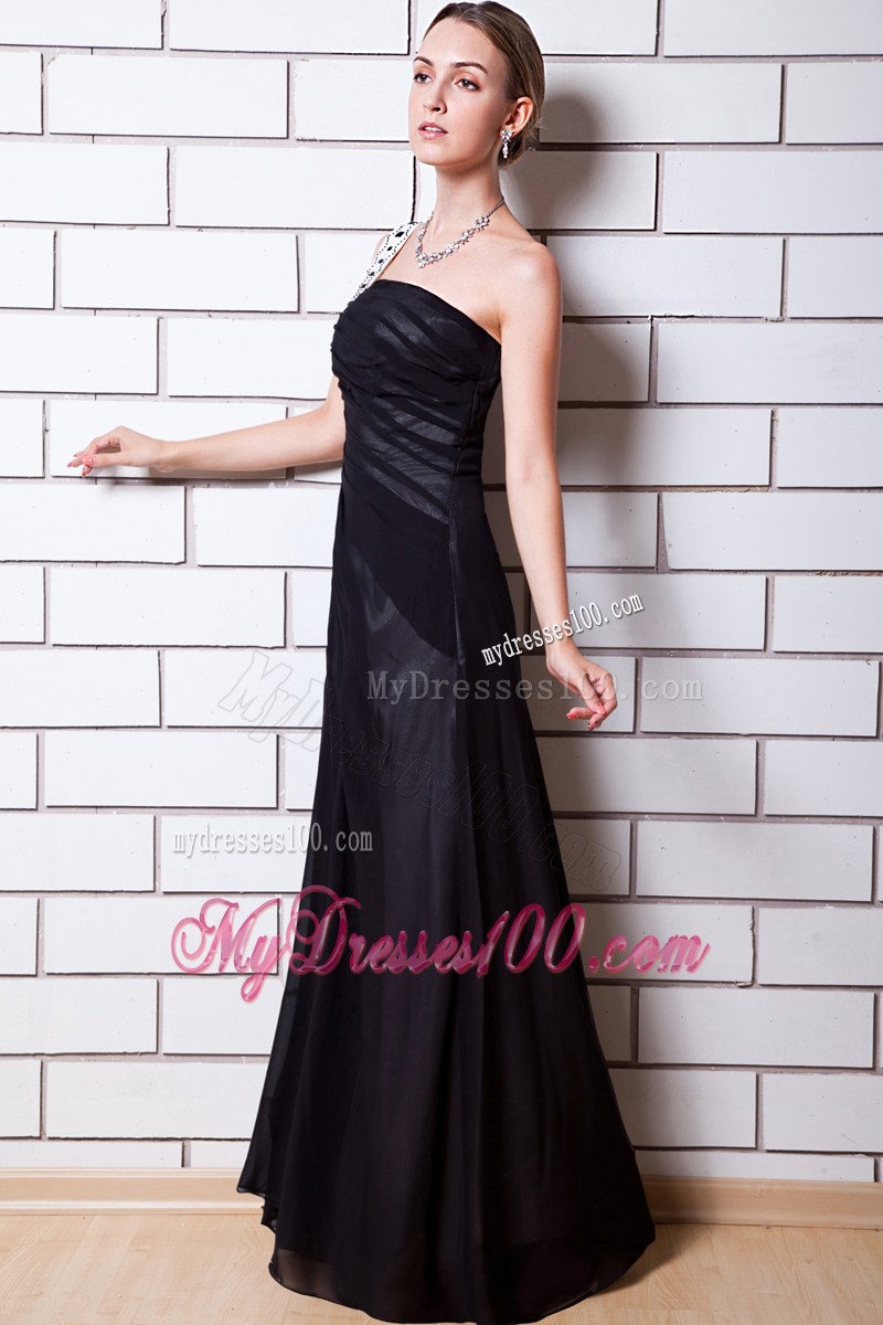 2013 Black Empire One Shoulder Long Beading Evening Dress