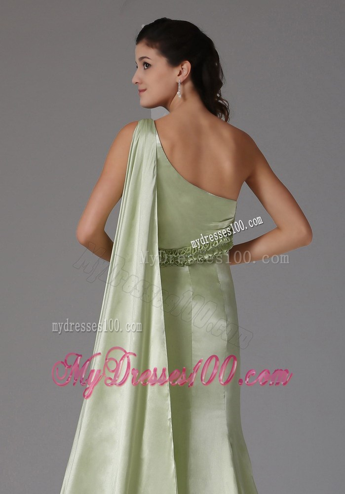 Stylish Yellow Green One Shoulder 2013 Prom Celebirty Dress With Appliques Watteau Train In Groton Connecticut