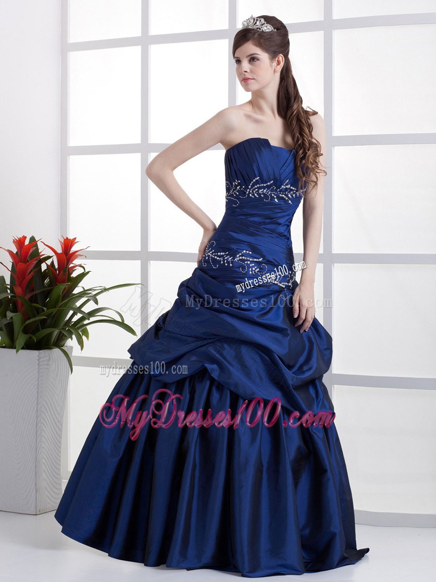 Popular Peacock Blue Prom Dress Appliques and Pick-ups In 2013