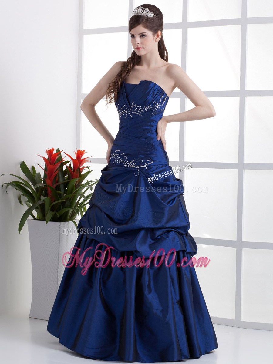 Popular Peacock Blue Prom Dress Appliques and Pick-ups In 2013