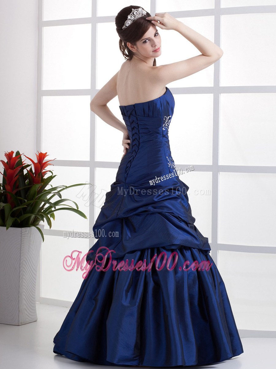 Popular Peacock Blue Prom Dress Appliques and Pick-ups In 2013