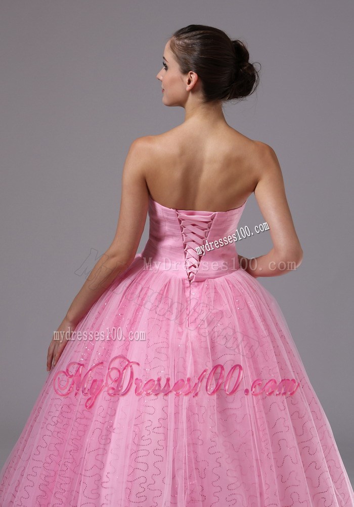 Rose Pink Evening Dress With Sweetheart and Beaded Bodice