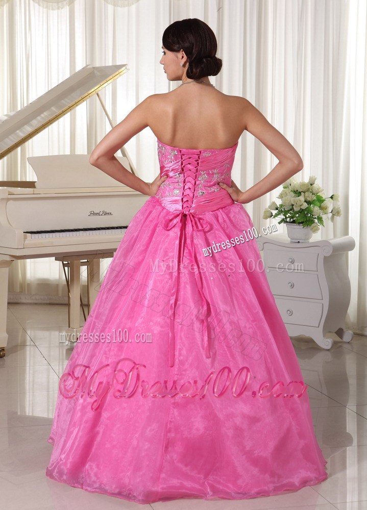 2013 Rose Pink Embroidery Beading Evening Dress With Ruche