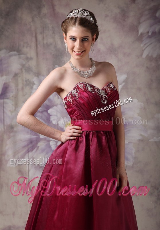 Formal Burgundy Sweetheart Evening Dress with Beading