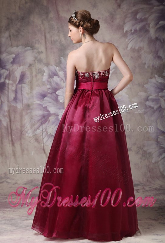 Formal Burgundy Sweetheart Evening Dress with Beading