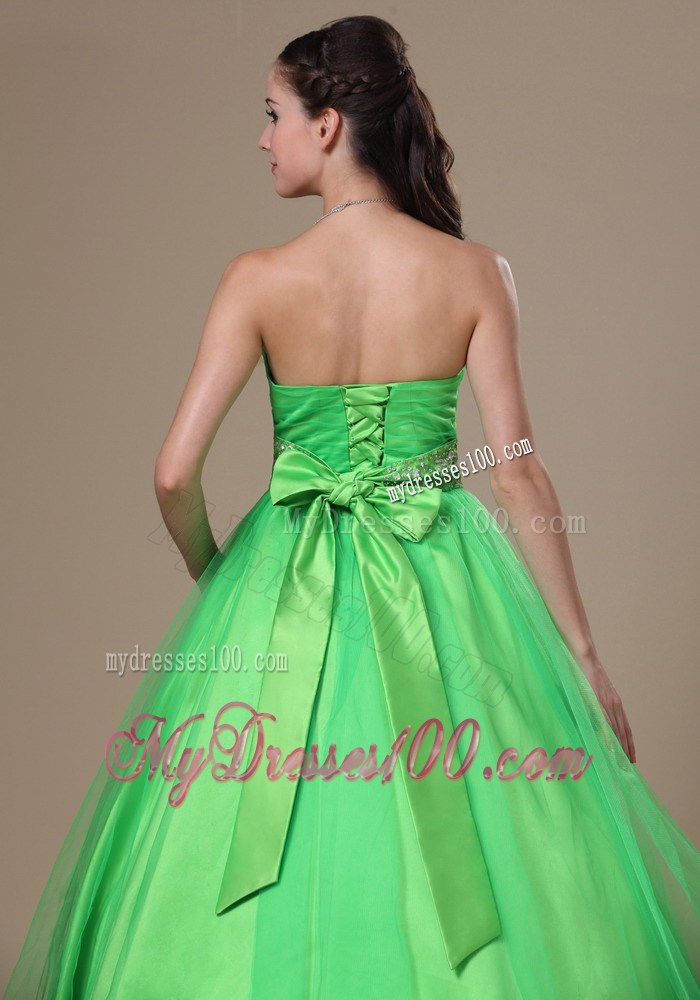 Beaded Spring Green Sweetheart Prom Evening Dress