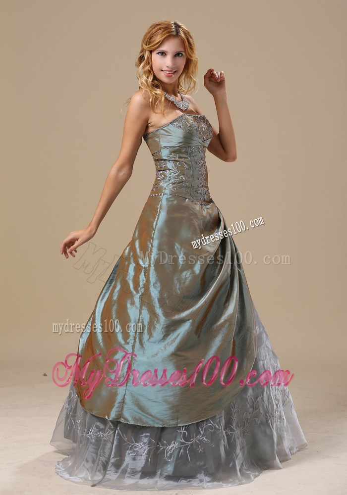 Discount Custom Made Olive Green Embroidery Evening Dress