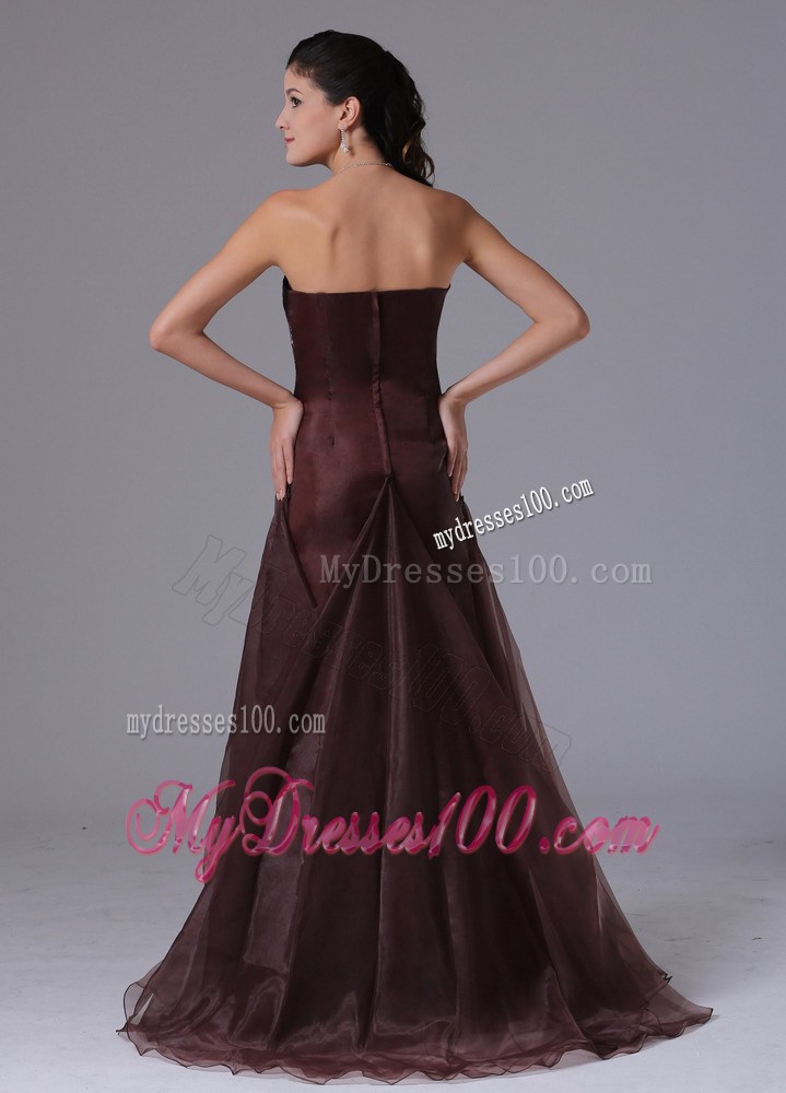 Wholesale Brown Column Appliques Decorate Evening Dress