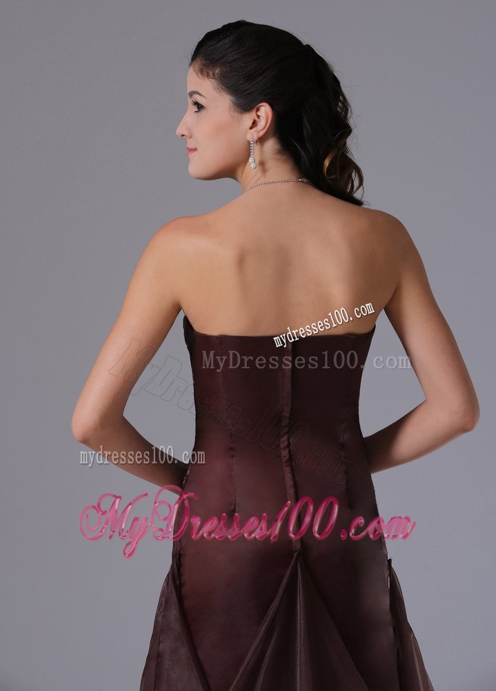 Wholesale Brown Column Appliques Decorate Evening Dress
