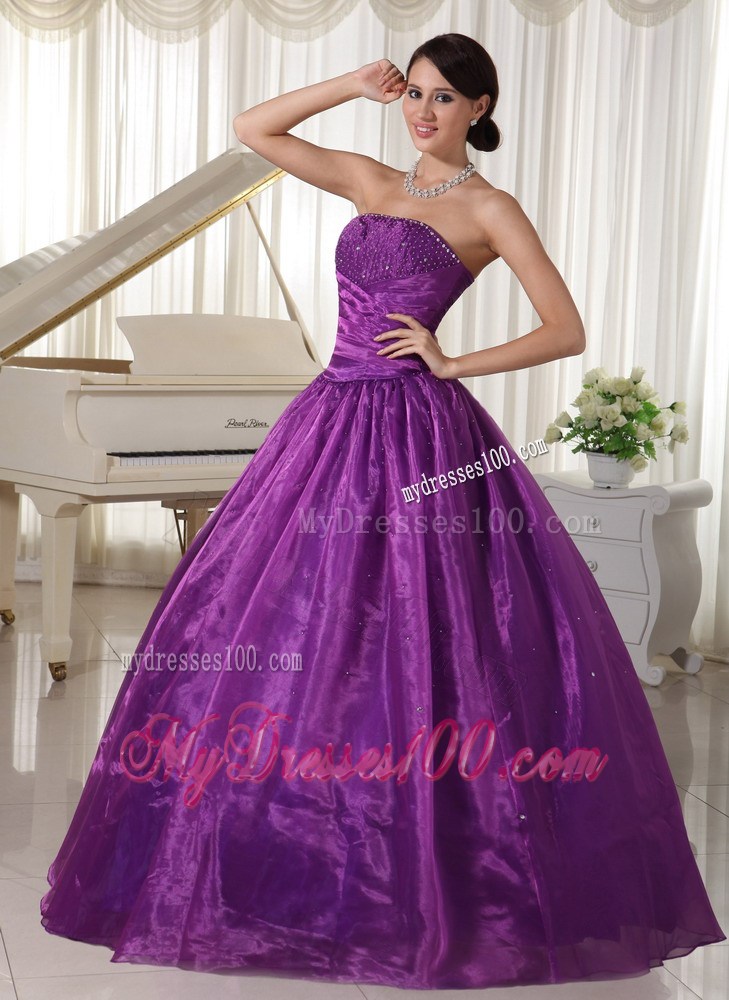 Beaded Eggplant Purple Evening Dress For Custom Made