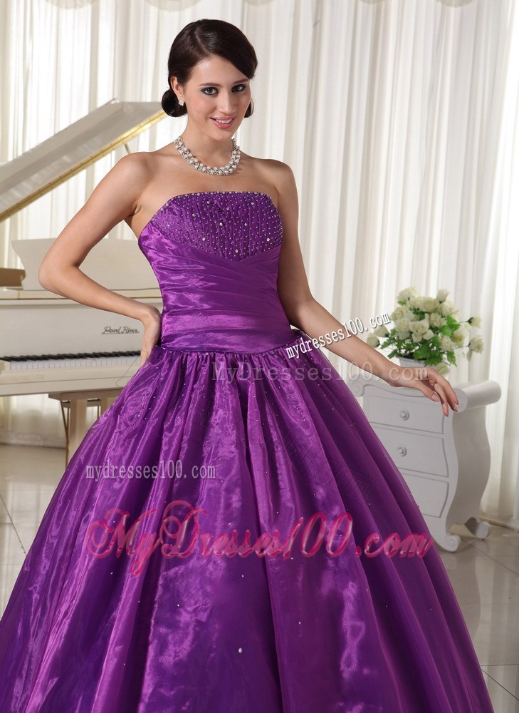 Beaded Eggplant Purple Evening Dress For Custom Made