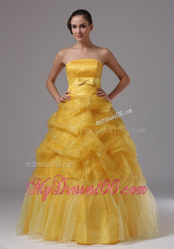 Elegant Gold and Sashes For 2013 Evening Dress With Pick-ups