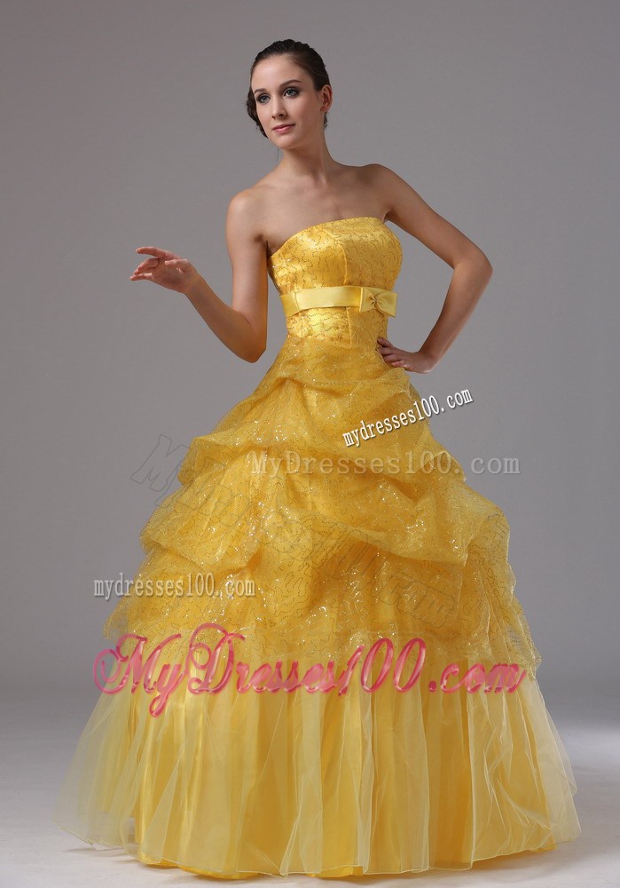 Elegant Gold and Sashes For 2013 Evening Dress With Pick-ups