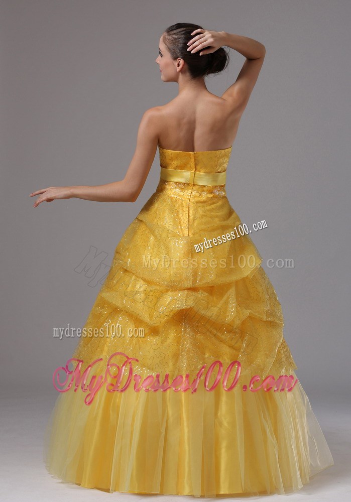 Elegant Gold and Sashes For 2013 Evening Dress With Pick-ups