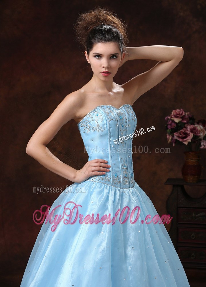 Baby Blue Appliques Bodice and Sweetheart For Prom Dress