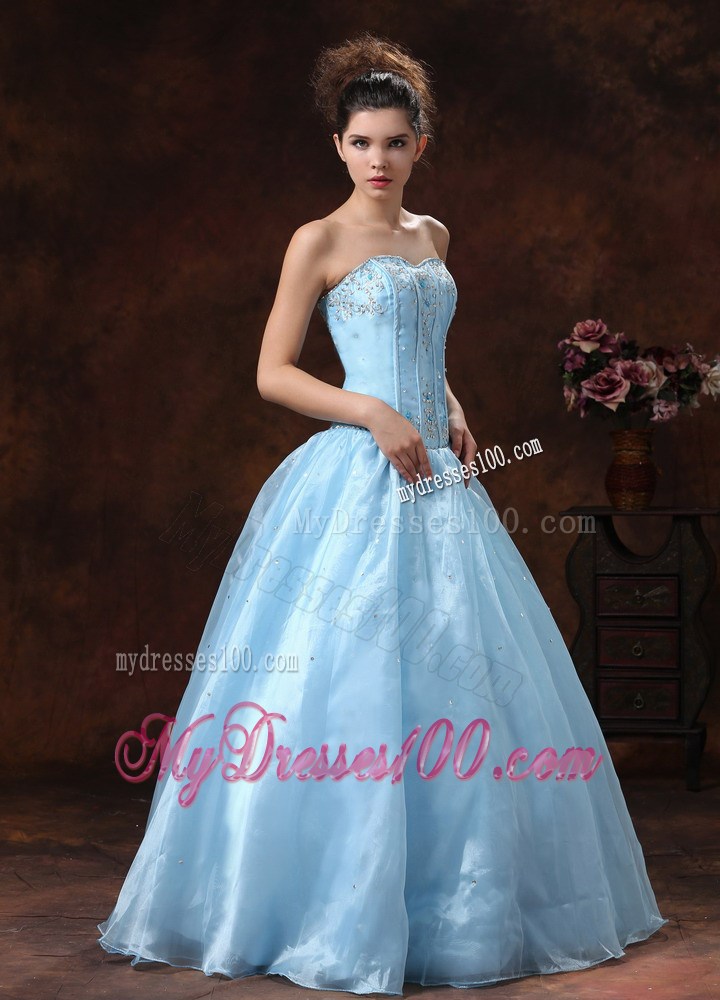 Baby Blue Appliques Bodice and Sweetheart For Prom Dress