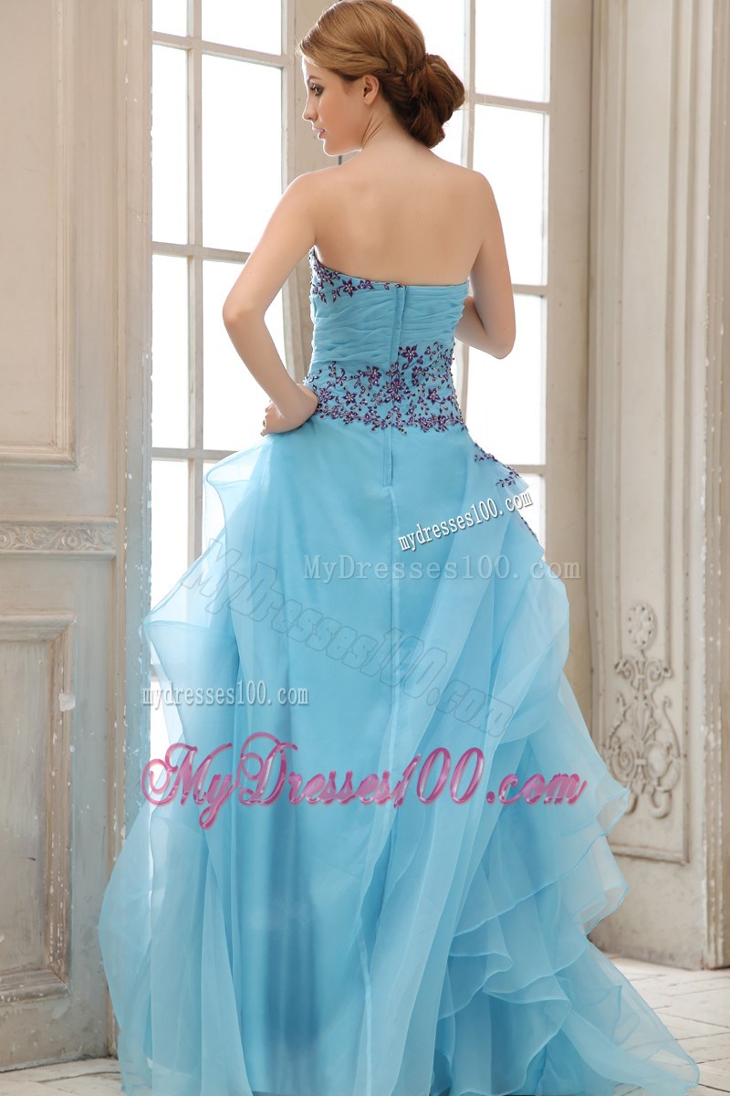 Sweetheart Appliques For Aqua Blue Prom Dress With Custom Made