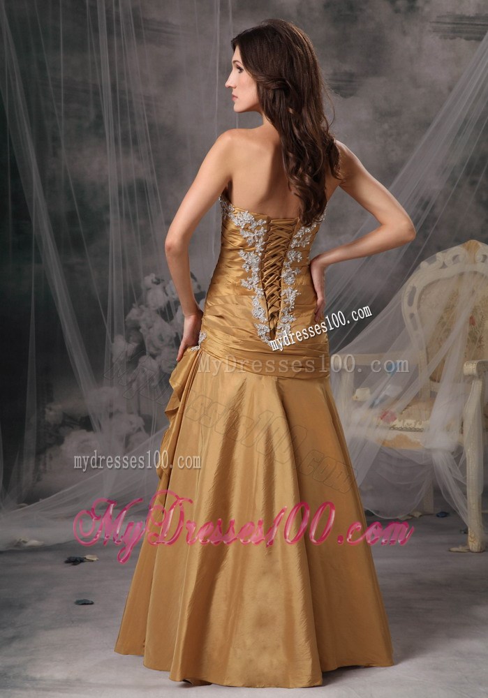 Beautiful Gold Mermaid Sweetheart Evening Dress Beading