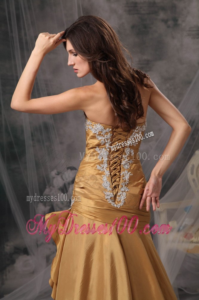 Beautiful Gold Mermaid Sweetheart Evening Dress Beading