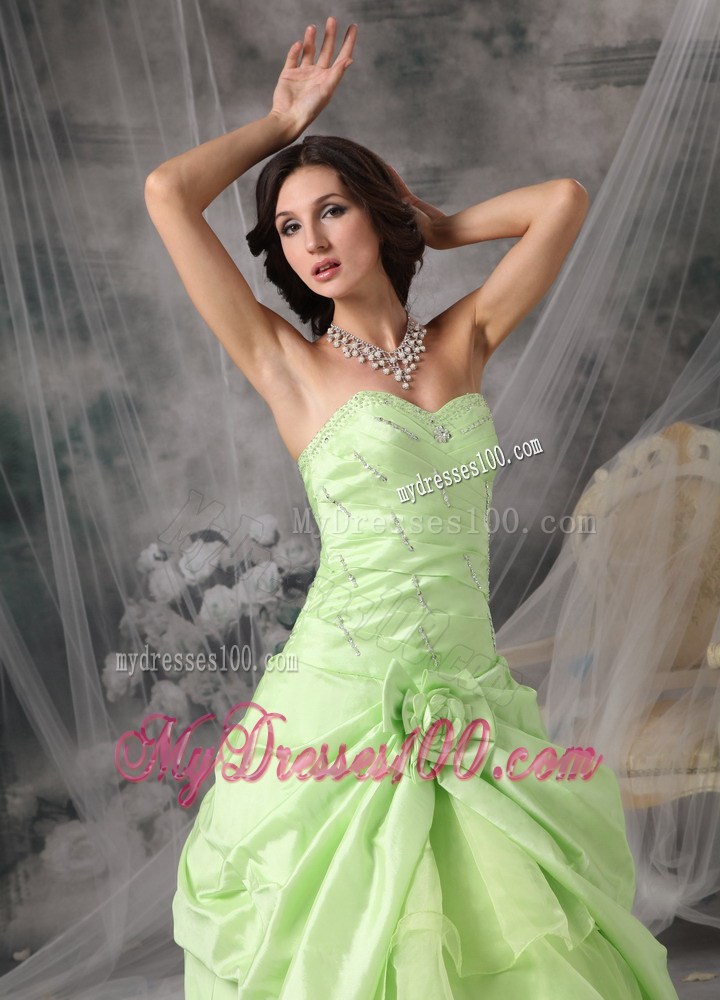 Apple Green Princess Sweetheart Prom Dress Beading