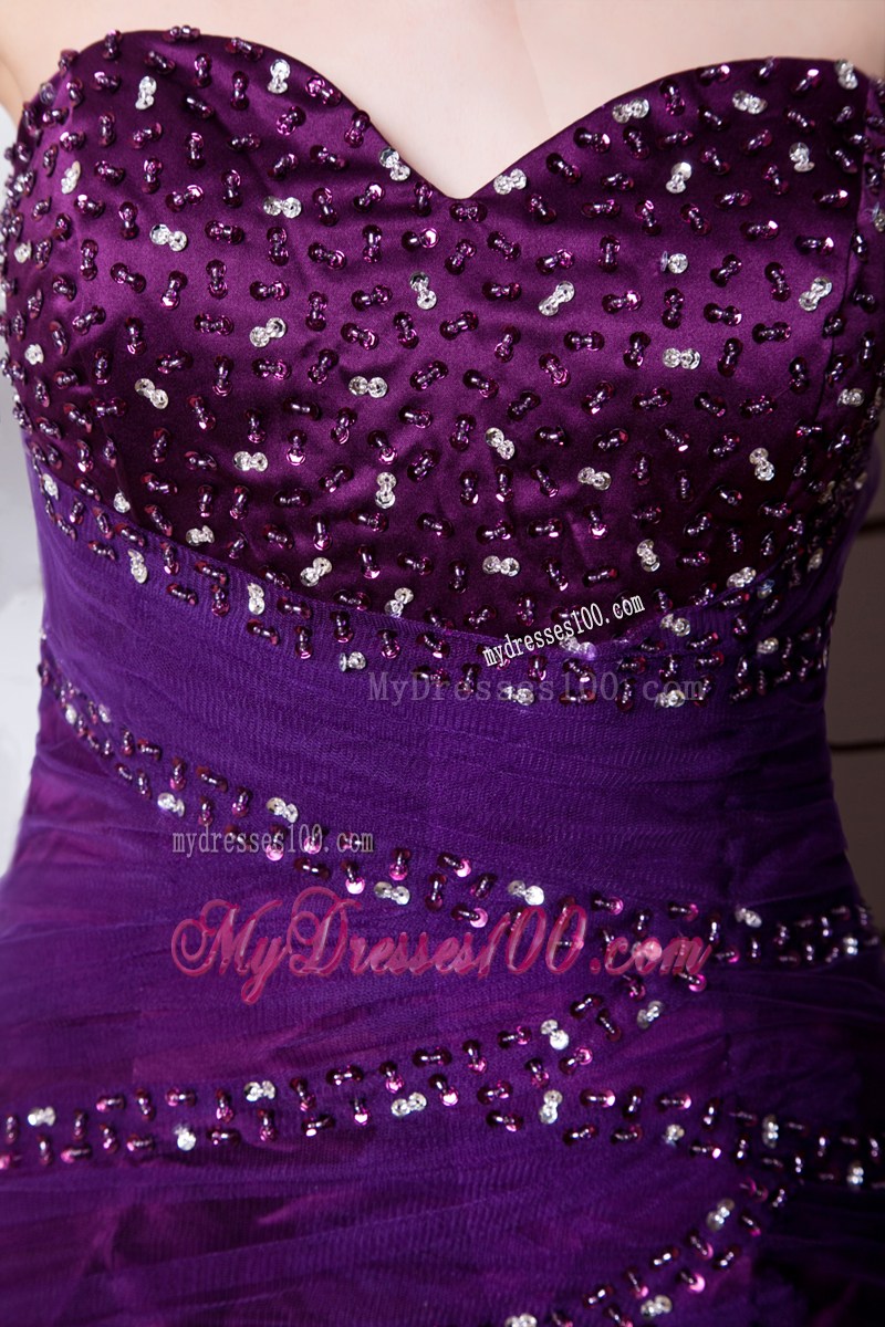 Purple Sweetheart Beading Evening Dress Floor-length