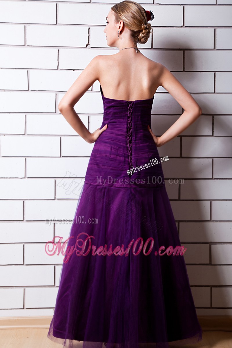 Purple Sweetheart Beading Evening Dress Floor-length