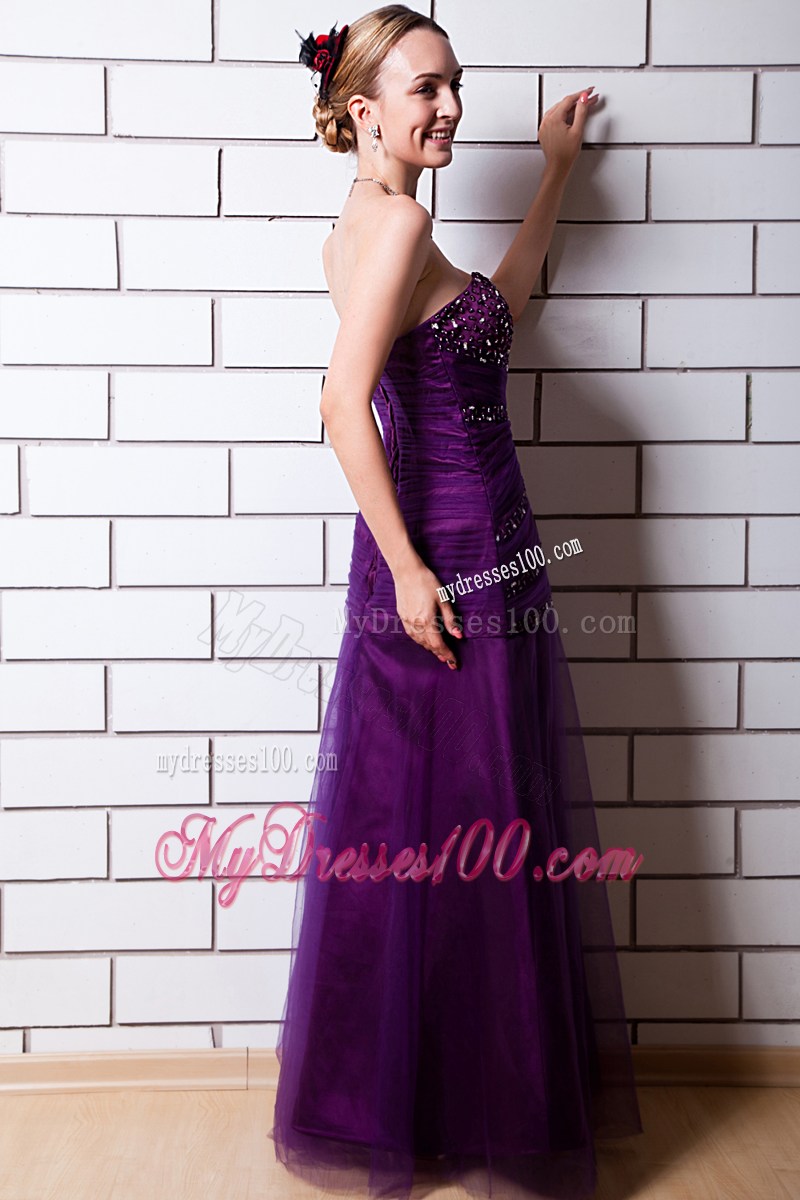 Purple Sweetheart Beading Evening Dress Floor-length