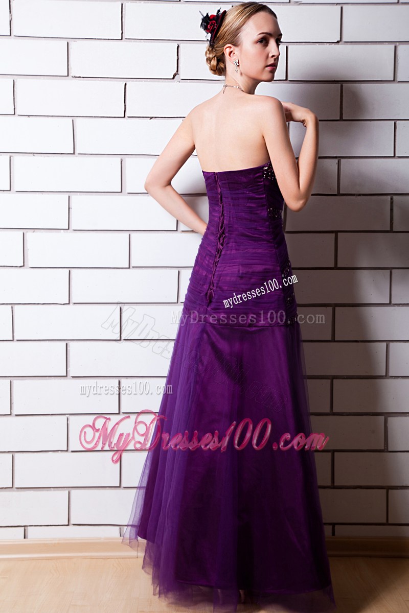 Purple Sweetheart Beading Evening Dress Floor-length
