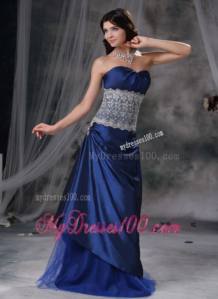 2013 Blue Empire Sweetheart Floor-length Lace Evening Dress