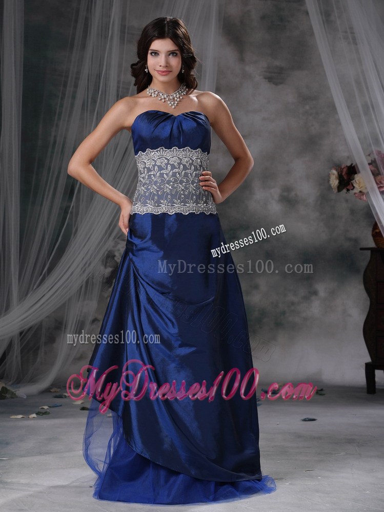 2013 Blue Empire Sweetheart Floor-length Lace Evening Dress