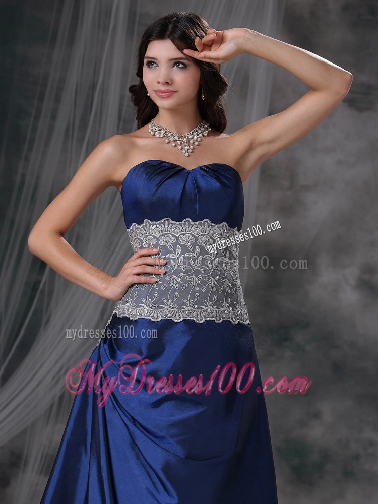 2013 Blue Empire Sweetheart Floor-length Lace Evening Dress