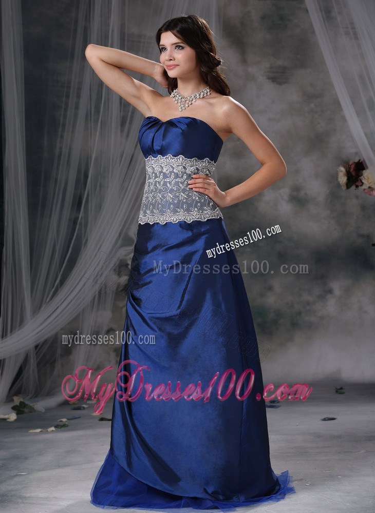 2013 Blue Empire Sweetheart Floor-length Lace Evening Dress